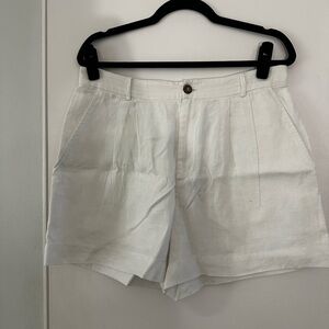 Reformation Mason Linen Shorts (WHITE)
